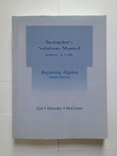 Book Cover ISM * Beginning Algebra Lial * Hornsby * McGinnis