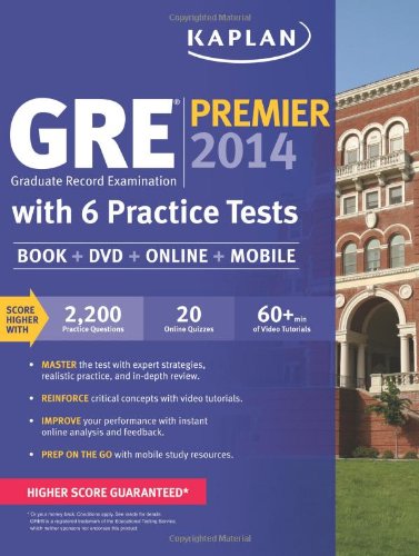 Book Cover Kaplan GRE Premier 2014 with 6 Practice Tests: book + online + DVD + mobile