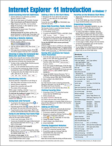 Book Cover Internet Explorer 11 for Windows 7 Quick Reference Guide (Cheat Sheet of Instructions, Tips & Shortcuts - Laminated Card)