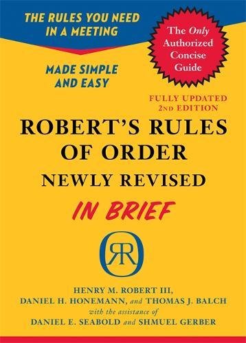 Book Cover Robert's Rules of Order Newly Revised In Brief, 2nd edition (Roberts Rules of Order in Brief)