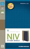 Book Cover NIV Study Bible, Leathersoft, Tan/Blue, Indexed, Red Letter Edition