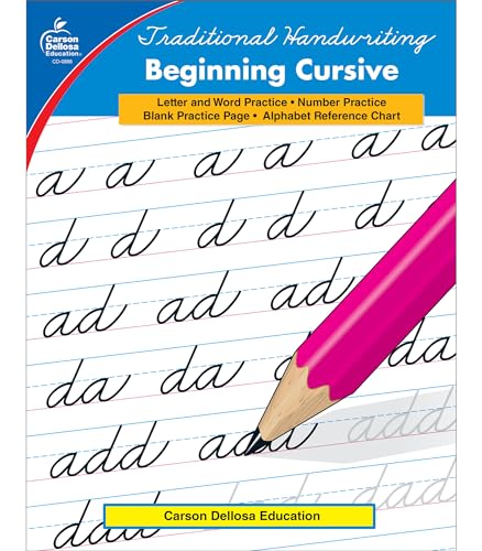 Book Cover Carson Dellosa Beginning Cursive Workbook Grades 2-5â€” Letters, Words, Numbers, and Calendar Dates Handwriting Practice for Kids with Alphabet Chart (32 pgs) (Traditional Handwriting)