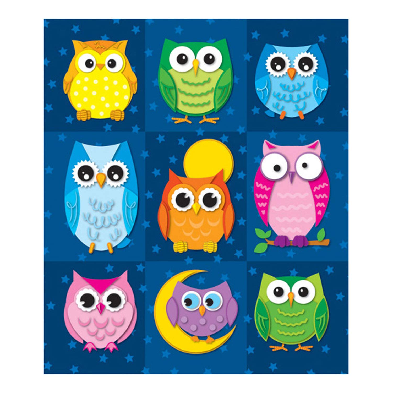 Book Cover Carson Dellosa Education Colorful Owls (stickers) Multi, 1