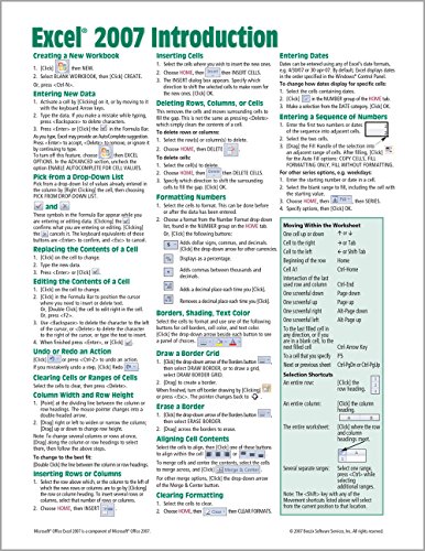 Book Cover Microsoft Excel 2007 Introduction Quick Reference Guide (Cheat Sheet of Instructions, Tips & Shortcuts - Laminated Card)