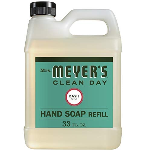 Book Cover Mrs. Meyer's Clean Day Liquid Hand Soap Refill, Cruelty Free and Biodegradable Hand Wash Formula Made with Essential Oils, Basil Scent, 33 oz