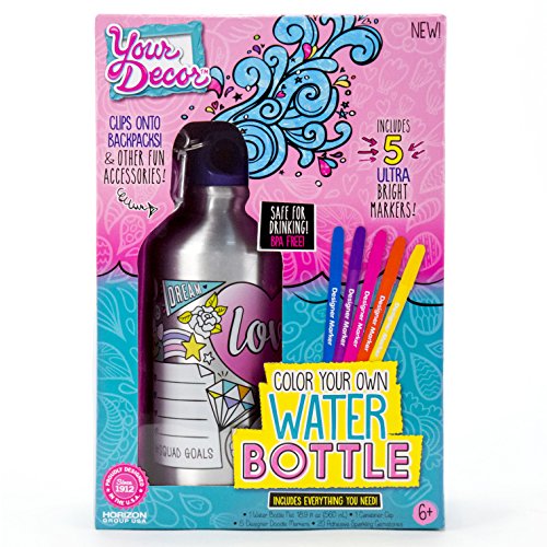Book Cover Your Décor by Horizon Group USA Color Your Own Water Bottle Kit, Multi Colored