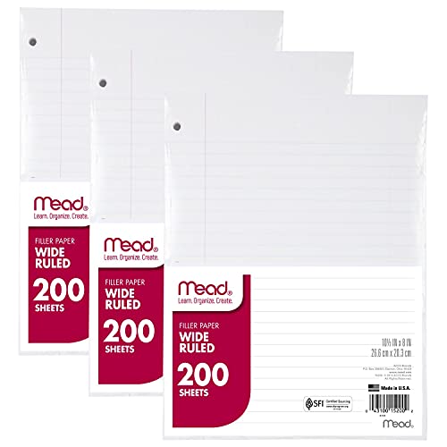 Book Cover Mead Loose Leaf Paper, Wide Ruled, 200 Sheets, 10-1/2