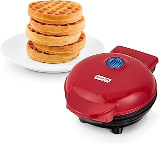 Book Cover DASH Mini Maker for Individual Waffles, Hash Browns, Keto Chaffles with Easy to Clean, Non-Stick Surfaces, 4 Inch, Red Red 4 Inch Waffle Maker