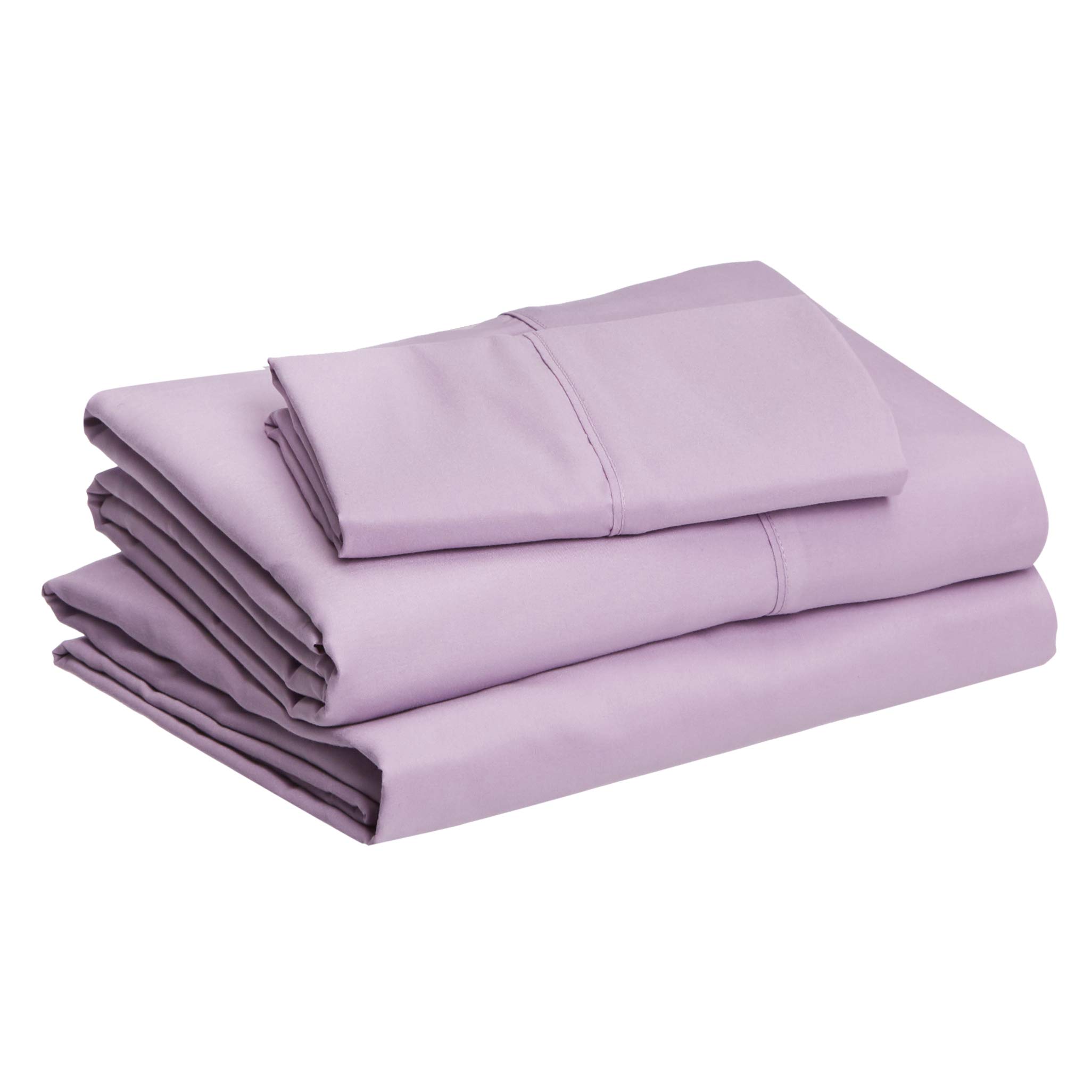 Book Cover Amazon Basics Lightweight Super Soft Easy Care Microfiber 3 Piece Bed Sheet Set With 14-Inch Deep Pockets, Twin, Frosted Lavender, Solid Twin Sheet Set Frosted Lavender