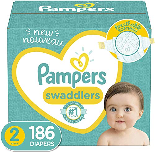 Book Cover Baby Diapers Size 2, 186 Count - Pampers Swaddlers, ONE MONTH SUPPLY (Packaging and Prints on Diapers May Vary)