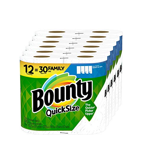 Book Cover Bounty Quick-Size Paper Towels, 12 Family Rolls = 30 Regular Rolls