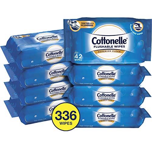 Book Cover Cottonelle FreshCare Flushable Wipes for Adults, Wet Wipes, Alcohol Free, 336 Wet Wipes per Pack (Eight 42-Count Resealable Soft Packs)