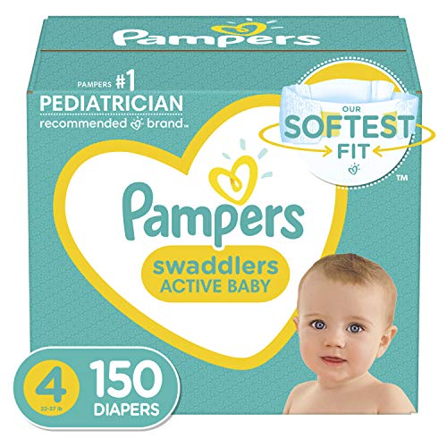 Book Cover Diapers Size 4, 150 Count - Pampers Swaddlers Disposable Baby Diapers, ONE MONTH SUPPLY (Packaging May Vary)