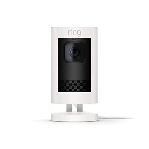 Book Cover Ring Stick Up Cam Wired HD Security Camera with Two-Way Talk, Night Vision, White, Works with Alexa