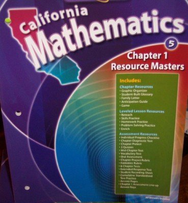 Book Cover Chapter 1 Resource Masters Grade 5 (California Mathematics, Math Connects)