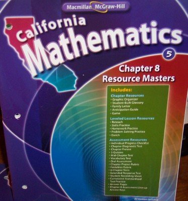 Book Cover Chapter 8 Resource Masters Grade 5 (California Mathematics, Math Connects)