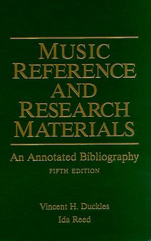 Book Cover Music Reference and Research Materials: An Annotated Bibliography