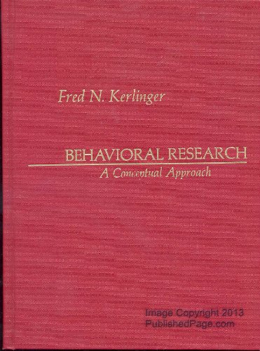 Book Cover Behavioral Research: A Conceptual Approach