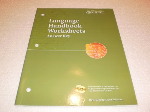 Book Cover Language Handbook Worksheets Answer Key (Elements of Literature, 1st Course)