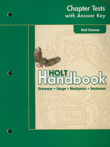 Book Cover Holt Handbook, First Course: Chapter Tests with Answer Key