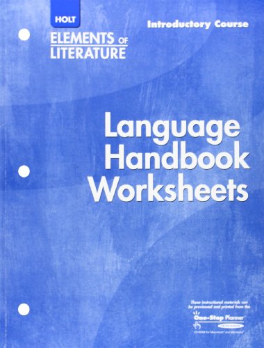 Book Cover Holt Elements of Literature: Language Handbook Worksheets, Introductory Course, Grade 6