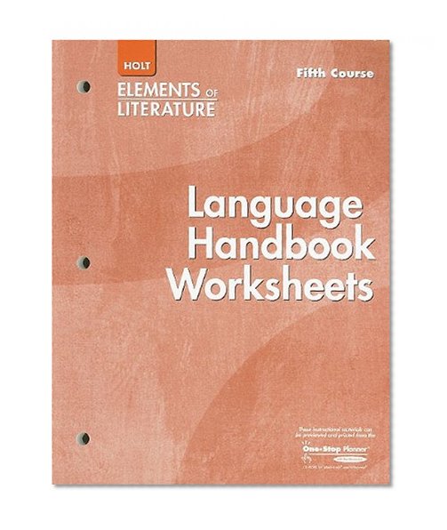 Book Cover Elements of Literature: Language Handbook Worksheets Grade 11 Fifth Course