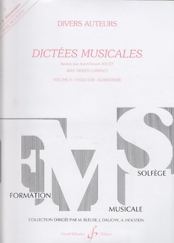 Book Cover Dictées Musicales Volume 3 - Eleve