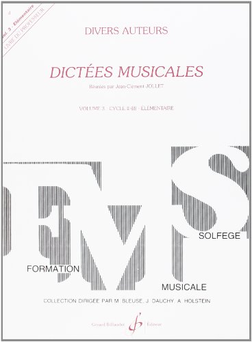 Book Cover DICTEES MUSICALES VOLUME 3 - PROFESSEUR