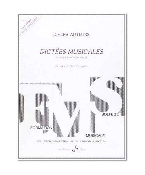Book Cover Dictees Musicales Volume 4 - Professeur