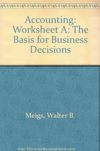 Book Cover Accounting: The Basis for Business Decisions: Worksheet A