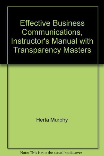 Book Cover Effective Business Communications, Instructor's Manual with Transparency Masters