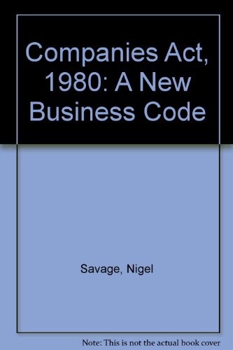 Book Cover Companies Act, 1980: A New Business Code