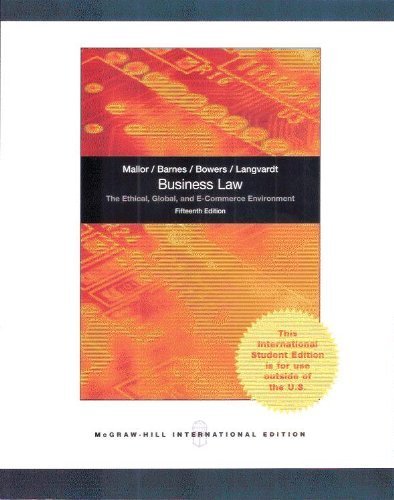 Book Cover Business Law: The Ethical, Global, and E-Commerce Environment
Fifteenth 15th Edition - International Edition