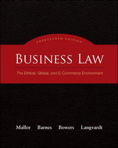 Book Cover Business Law: The Ethical, Global, and E-Commerce Environment