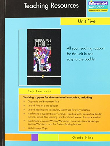 Book Cover PRENTICE HALL LITERATURE PENGUIN EDITION TEACHERS RESOURCES UNIT 5      DRAMA GRADE 9 2007C