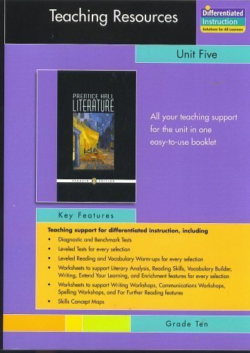 Book Cover PRENTICE HALL LITERATURE PENGUIN EDITION TEACHERS RESOURCES UNIT 5      DRAMA GRADE 10