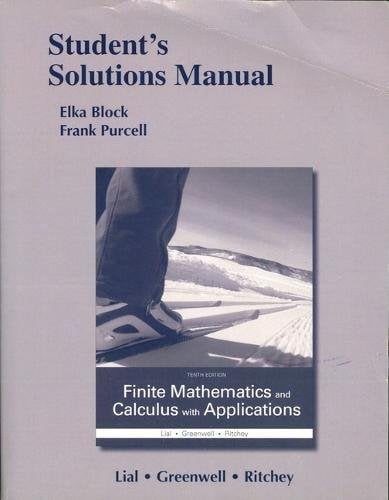 Book Cover Student's Solutions Manual for Finite Mathematics and Calculus with Applications
