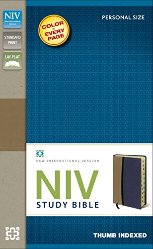 Book Cover NIV Study Bible, Leathersoft, Tan/Blue, Indexed, Red Letter Edition