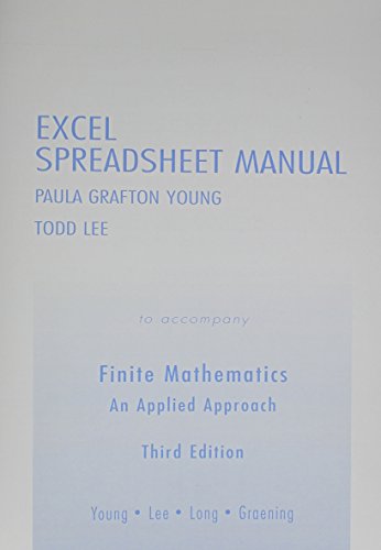 Book Cover Excel Spreadsheet Manual for Finite Mathematics: An Applied Approach