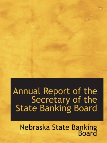 Book Cover Annual Report of the Secretary of the State Banking Board