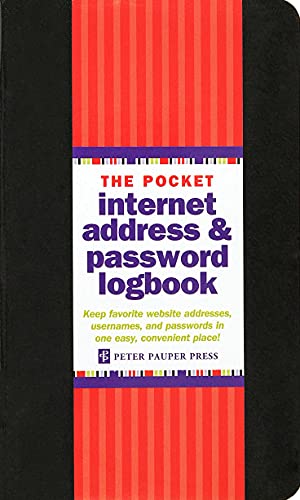 Book Cover Pocket-Sized Internet Address & Password Logbook (removable cover band for security)