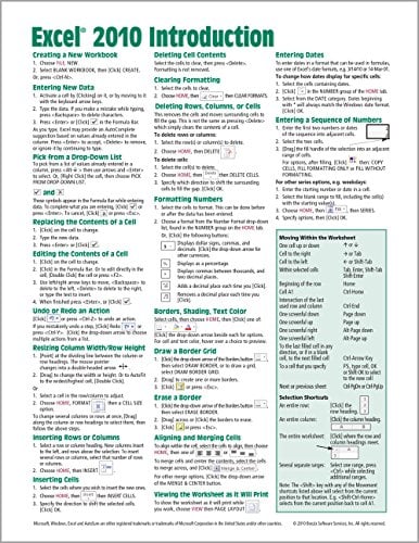 Book Cover Microsoft Excel 2010 Introduction Quick Reference Guide (Cheat Sheet of Instructions, Tips & Shortcuts - Laminated Card)
