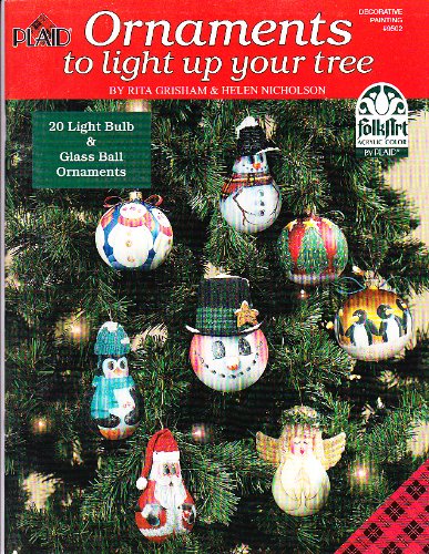 Book Cover Plaid Ornaments to Light up Your Tree Folk Art Acrylic Color (20 Light Bulb & Glass Ball Ornaments)