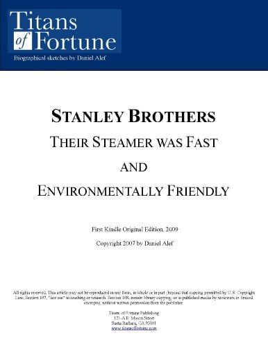 Book Cover The Stanley Brothers: Their Steamer was fast and environmentally friendly