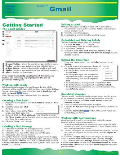 Book Cover Gmail Quick Source Guide by Quick Source (2012) Pamphlet