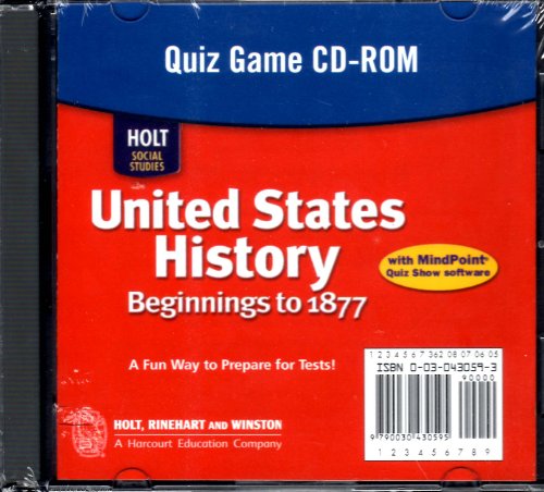 Book Cover Holt United States History: Quiz Game Grades 6-9 Beginnings to 1877