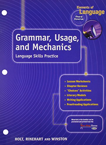 Book Cover Elements of Language, 3rd Course, Grade 9: Grammar Usage and Mechanics- Language Skills Practice
