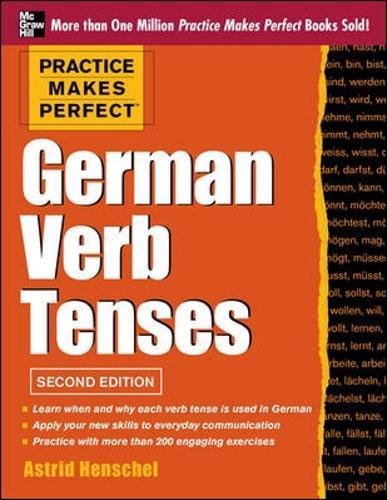 Book Cover Practice Makes Perfect German Verb Tenses, 2nd Edition: With 200 Exercises + Free Flashcard App