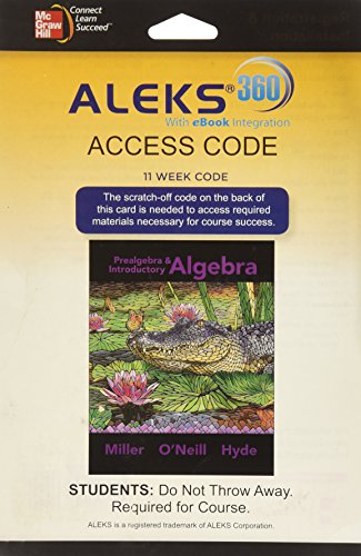 ALEKS 360 Access Card (11 weeks) for Prealgebra & Introductory Algebra