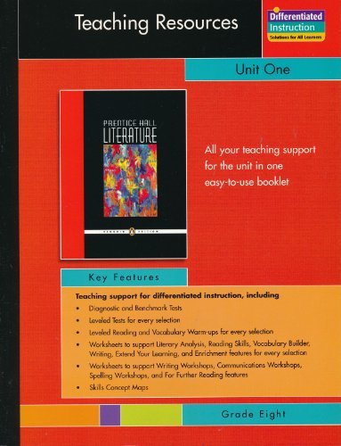 Book Cover PRENTICE HALL LITERATURE PENGUIN EDITION TEACHING RESOURCES UNIT 1:     FICTION AND NONFICTION GRADE 8 2007C